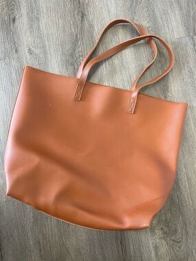 Everyday Leather-Feel Tan Tote Bag